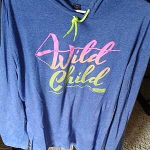 Anvil Blue Hoodie with Neon Pink and Lime Graphic
